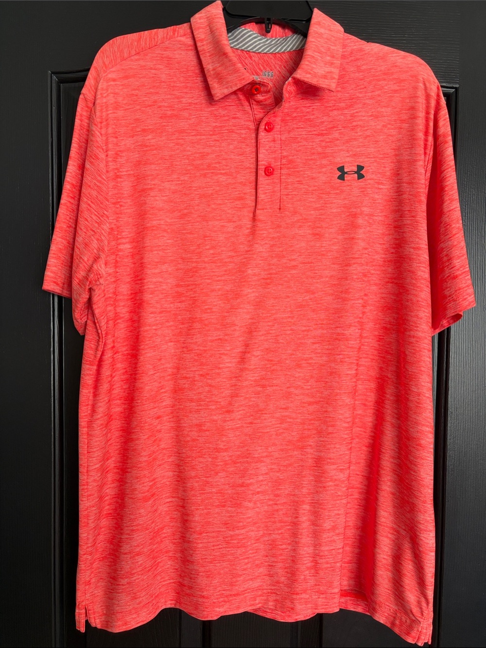 Under Armour Men’s Coral Heather Polo with Black Logo